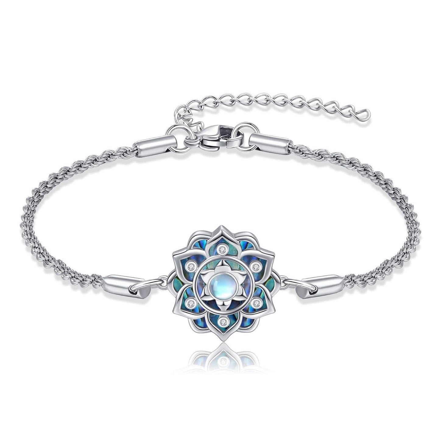 925 Sterling Silver Lotus Charm Bracelet