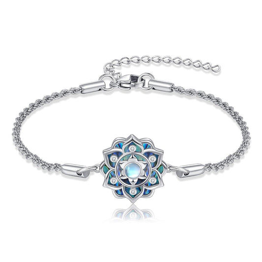 925 Sterling Silver Lotus Charm Bracelet