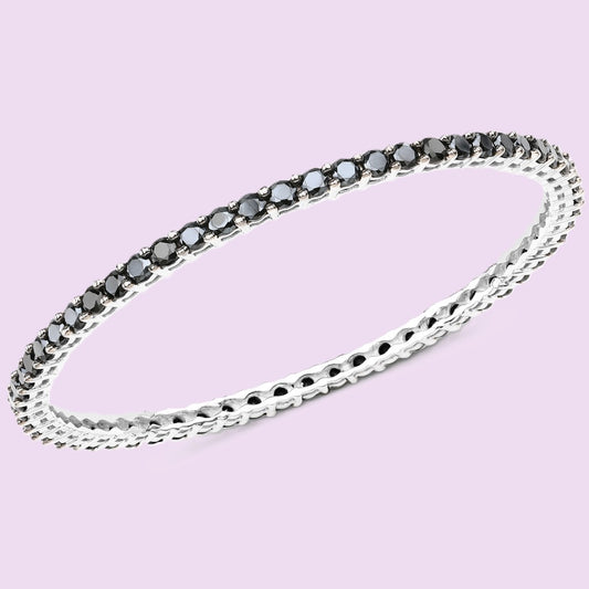 Stunning 7in Bracelet with 8.84 CTW Black Spinel. Solid Sterling Silver