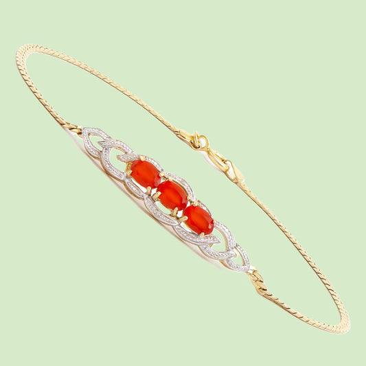 A Bright Agate and Diamond 7.5in Bracelet on 18K Gold Plated Sterling Silver