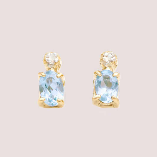 Elegant Aquamarine and Diamond designer Earring set