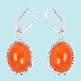 113. Sterling Silver 12.40 CTW Carnelian Designer Earrings