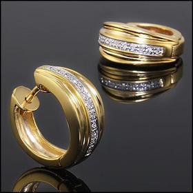 117. 14K Yellow Gold Over Solid Sterling Silver 0.20 CTW Diamond Designer Earrings