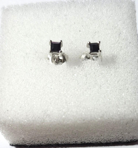 Black Sapphire with Rhodium over Sterling Silver Earring set