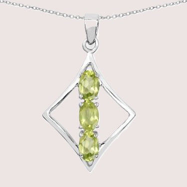 54. Bright Sterling Silver Peridot 18in Necklace