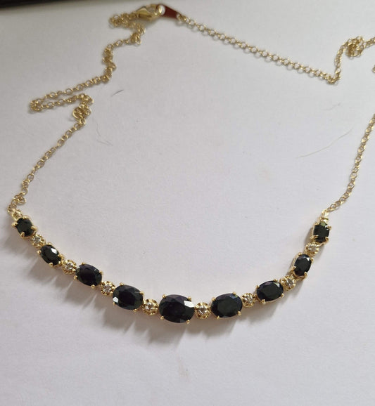 Black Sapphire & Diamond Necklace