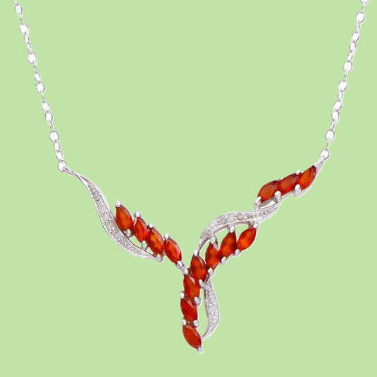 A Brilliant Red AAA Grade Agate and Diamond Necklace
