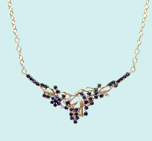 An Amazing Sapphire and Diamond 18K Gold Plated Necklace