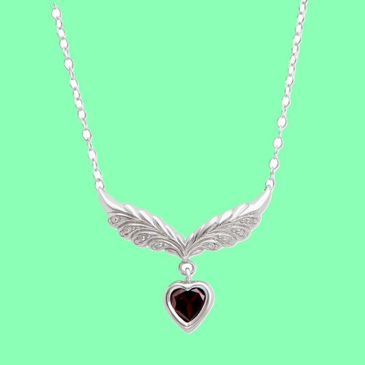 Garnet and Diamond Winged Necklace