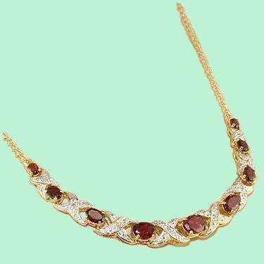 Impressive Garnet and Diamond 17in Necklace