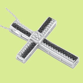 88. 14K White Gold Over Sterling Silver 0.12 CTW Diamonds 18 Inch Necklace