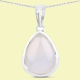 89. White Agate Necklace Set in Rhodium Plated Sterling Silver