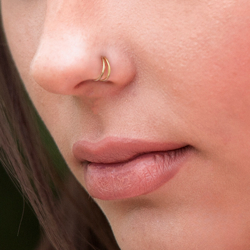 A39. S925 Sterling Silver Double Ring Nose Rings Wholesale Micro-set Elegant Ear Clip Earring