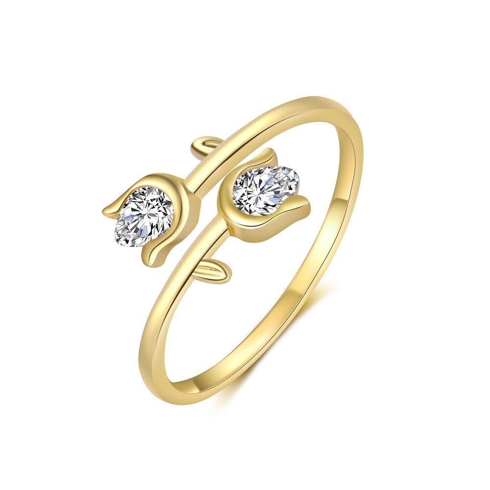 A36. S925 Sterling Silver Floral Petal Adjustable Open Rings Wholesale For Women