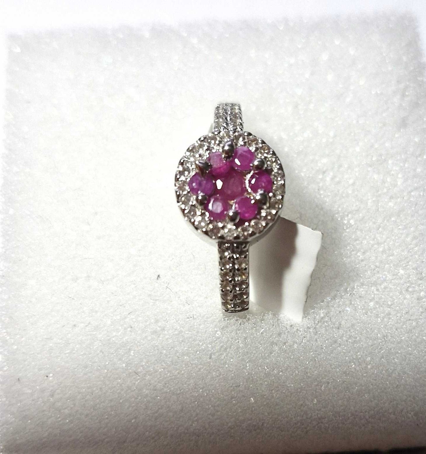 Amazing Sterling Silver Ruby and Topaz Designer Ring Size 7