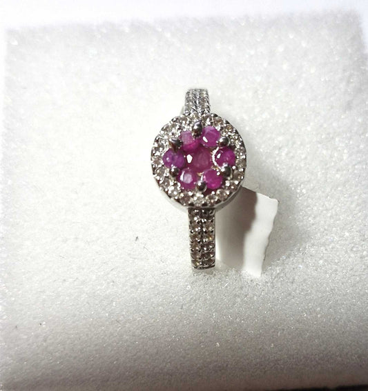 Amazing Sterling Silver Ruby and Topaz Designer Ring Size 7
