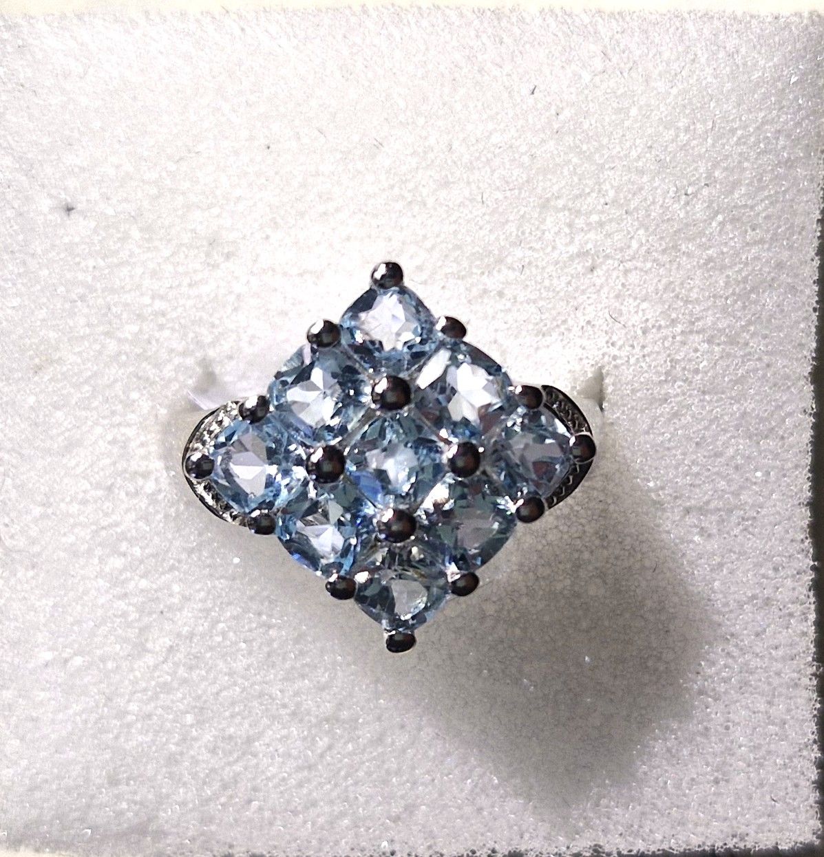 3.24 CWT Topaz Size 7 Ring in Rhodium Plated Sterling Silver