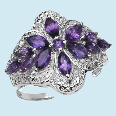 51. Bright Purple Amethyst Sterling Silver Size 8 Ring