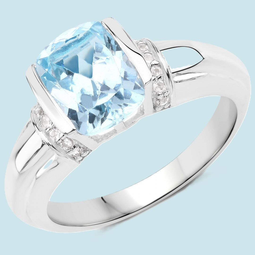 Sterling Silver 2 CTW Topaz Size 8 Ring