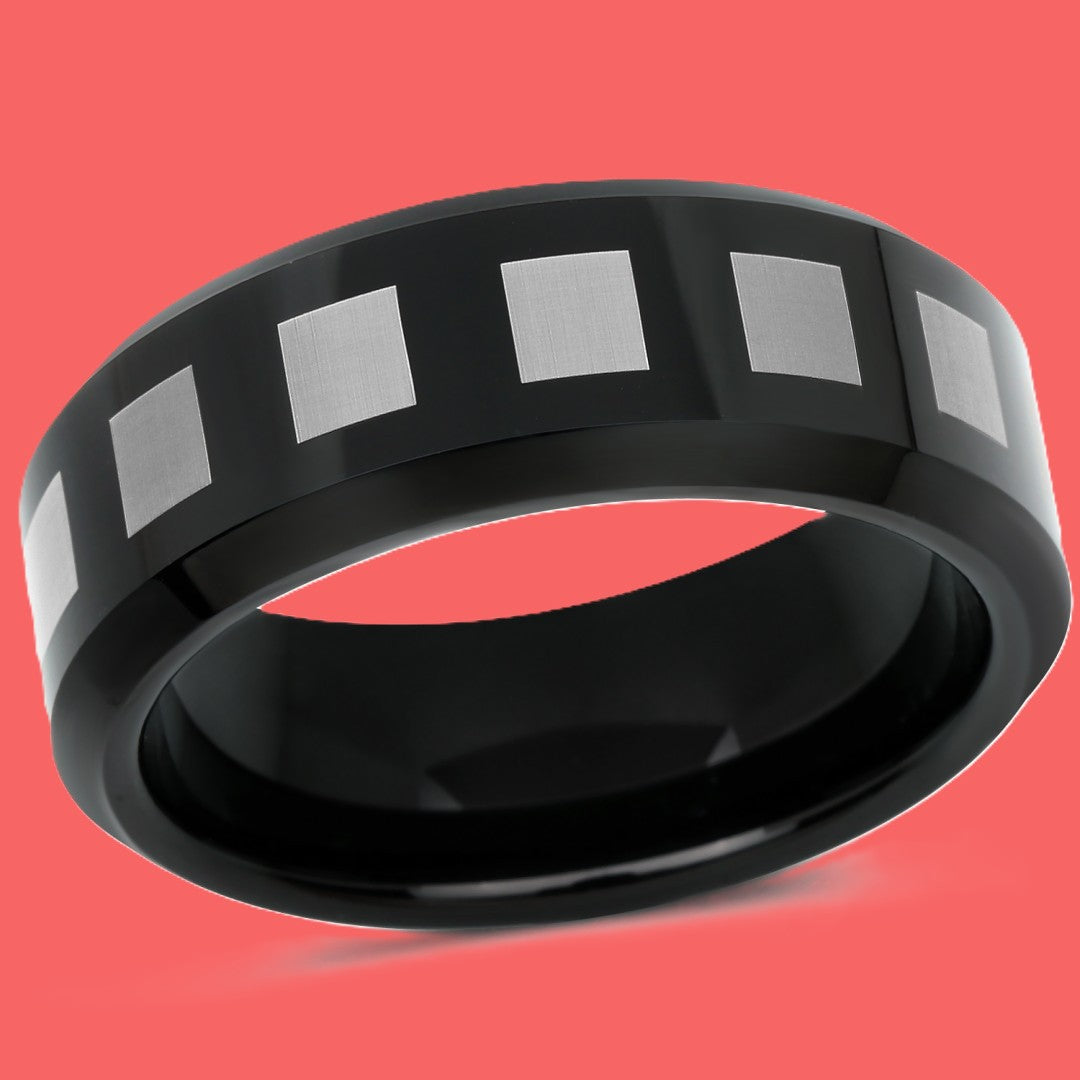 Mens Two-Toned Tungsten Ring Size 10
